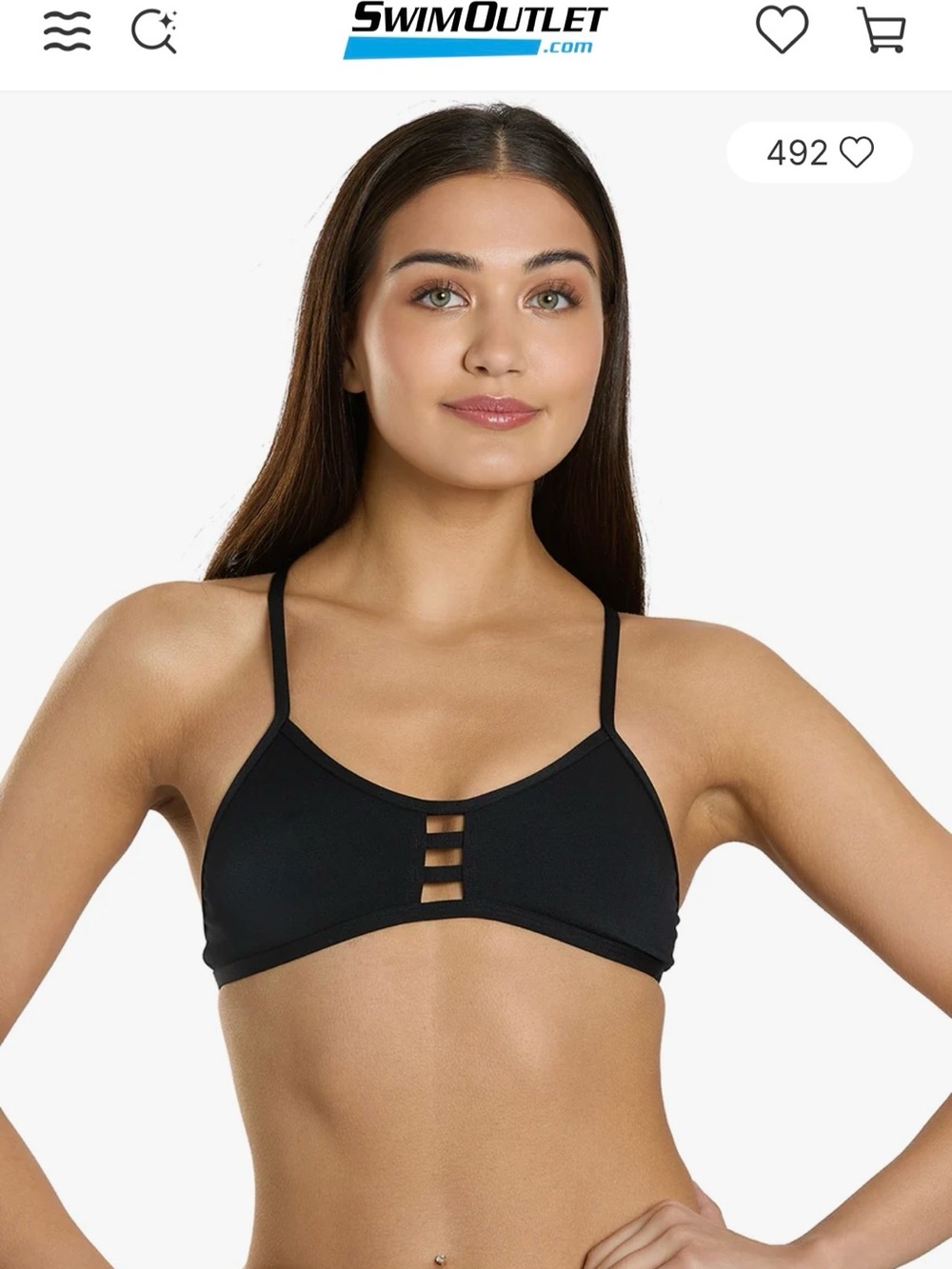 Strappy Ladder-Front Black Bikini top